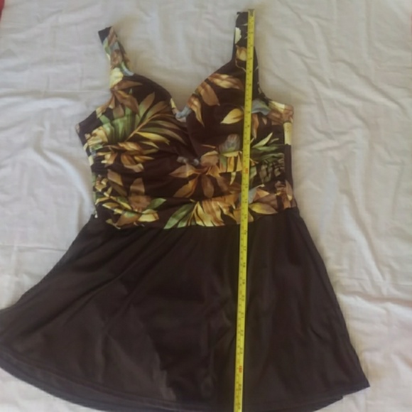 Swim brown tank dress padded with splits - Picture 7 of 8